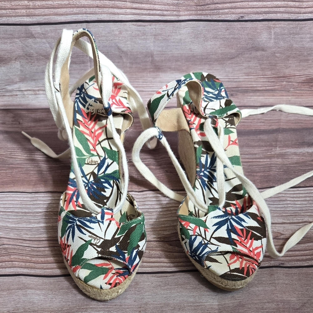 Castaner Floral Espadrille Wedge Sandals - Picture 2 of 4